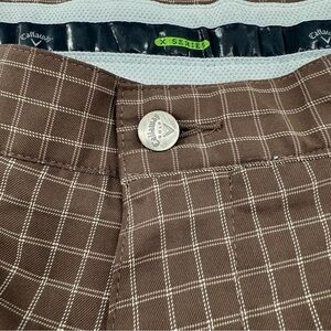 Callaway X Series Golf Shorts Brown Plaid Mens Size 34 Performance Outdoor
